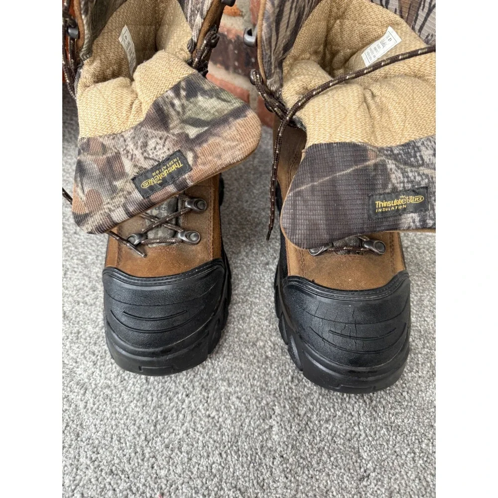 Cabelas Dry-Plus Thinsulate Ultra Hunting Boots Mens 11 D Brown Camo Waterproof